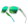 Polarisierte Sportsonnenbrille mit weißem Rahmen und grünen verspiegelten Gläsern - Transparent Weiß Rahmen Grün Verspiegelt