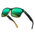 Trendige quadratische Polarisationssonnenbrille mit grün verspiegelten Gläsern und Gestell - Grüner Film