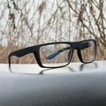 Professional men's black square frame anti-blue light glasses for gaming and better sleep - Black Frame Clear Anti-Blue Light (True Film Coated)
