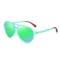 Sportliche mintgrüne Polarisationssonnenbrille mit grünen Verspiegelungen zum Angeln - Polarisiert / Transparent Grüner Rahmen Grüne Verspiegelung