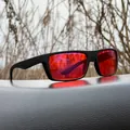 Men's sleep aid glasses with red lenses and matte black frame for anti-blue light protection - Black Frame Gaming Red Anti-Blue Light (True Film Coated)