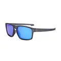 Matte black TR frame sports sunglasses with blue polarized lenses for cycling and fishing - Translucent Gray Frame Ice Blue Mirror