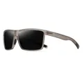Outdoor sports polarized sunglasses with translucent grey square frame and black lenses - Translucent Grey Frame Grey Lens / Polarized