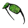 Premium polarized sports sunglasses with high-definition green bamboo reflection - Polarized Full Frame (P52) / Matte Black Frame Green Lens
