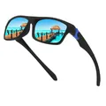Occhiali da sole sportivi polarizzati quadrati con lenti blu a specchio per ciclismo e outdoor - polarizzato / Montatura Nera Rivestimento Blu