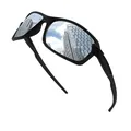 Unisex polarized sports sunglasses with black frames and urban skyline lens reflections - Polarized Full Frame (P52) / Matte Black Frame Silver Lens