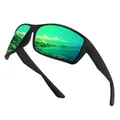 Occhiali da sole sportivi polarizzati con montatura nera e lenti a specchio verdi - Stile Sportivo Polarizzato (Pellicola Verde) / Pellicola Verde