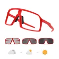 Occhiali da sole fotocromatici rossi da ciclismo con lenti sensibili alla luce per esterni - Montatura Rossa Fotocromatica Grigio / Rosso