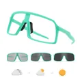 Occhiali da ciclismo fotocromatici verde menta con lenti che cambiano colore per unisex - Montatura Verde Fotocromatico Grigio / Verde