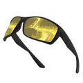 Black frame polarized sports sunglasses with yellow lenses for night driving - Night Vision Yellow