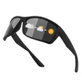 Matte black polarized sports sunglasses with photochromic lenses for cycling - Photochromic Gray