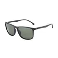Elegantes gafas de sol polarizadas cuadradas negro mate con lentes verde oscuro para conducir - Lente Verde