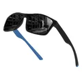 Sporty polarized sunglasses with black frame and blue textured temples for men and women - Polarized Square Style / Red Gray