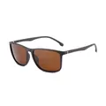 Gafas de sol polarizadas de montura cuadrada clásica en gris oscuro mate con lentes marrón. - Marrón