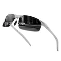 Detailansicht der silbernen Sport-Polarisationssonnenbrille für Outdoor-Sportarten. - Polarisiert / Silberner Rahmen Graue Gläser