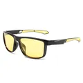 Rectangular polarized sports sunglasses with yellow lenses for cycling and outdoors - Square Frame (3235) / C5 Night Vision Yellow
