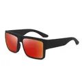 Occhiali da sole sportivi polarizzati con montatura quadrata nero opaco e lenti rosse - polarizzato / Montatura Nera Specchio Rosso