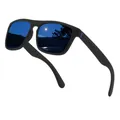 Occhiali da sole sportivi polarizzati con lenti a specchio blu e montatura nera - Lenti Polarizzate / Montatura Nero Opaco Specchio Blu Scuro