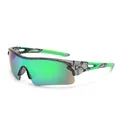 Sporty green frame cycling sunglasses with iridescent UV protection lenses for outdoor - Transparent Gray Frame Green Mirror