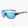 Vista lateral de gafas de sol deportivas polarizadas con lentes azules de espejo - Montura Azul / Espejo Azul Hielo