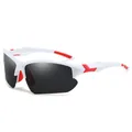 Professionelle weiß-rote halbrandlose polarisierte Sportsonnenbrille für draußen. - Weiß Roter Rahmen Graue Gläser