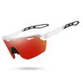 Professional sports cycling sunglasses with transparent frame and red mirrored lenses - Half Frame Style (1044-2) / Transparent Frame Red Mirror