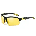 Sportliche halblose Polarisationssonnenbrille mit gelben Gläsern und schwarz-gelbem Rahmen - Schwarzer Rahmen Gelbe Linse