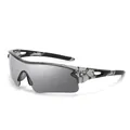 Professional cycling sunglasses with UV protection grey shield lens and transparent frame - Transparent Grey Frame Silver Mirror Lens