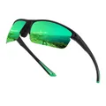 Gafas de sol deportivas polarizadas para hombre con lentes de espejo verdes y montura. - Película Verde