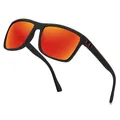Occhiali da sole sportivi polarizzati da uomo con lenti a specchio rosse e montatura nera - Montatura Nera Stanghetta Rossa Specchio Rosso / polarizzato