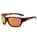 Gafas de sol deportivas polarizadas en rojo y negro con lentes de espejo naranjas - Marco Rojo Espejo Rojo
