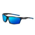Occhiali da sole sportivi polarizzati con montatura nera e lenti a specchio blu - polarizzato / Pellicola Blu