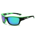 Polarisierte Sportsonnenbrille mit grünem Rahmen und blauen verspiegelten Gläsern. - Grüner Rahmen Grüne Linse