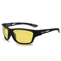 Polarisierte Nachtsicht-Sportsonnenbrille mit gelben Gläsern und mattem schwarzen Rahmen - Schwarzer Rahmen Nachtsicht Gelbe Gläser