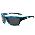 Sportliche polarisierte Sonnenbrille in Blau und Schwarz für Herren zum Radfahren - Blauer Rahmen Graue Linsen
