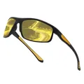 Square frame yellow lens polarized sunglasses for night driving and outdoor sports. - Night Vision Yellow