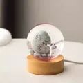 Gros plan d'une veilleuse boule de cristal avec cerf blanc et pierre gravée. - Tu me Manques / Version à Brancher