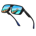 Occhiali da sole sportivi polarizzati con montatura nera grande e lenti blu UV. - polarizzato / Montatura Nera Lenti Film Blu Ghiaccio