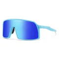 Polarized cycling sunglasses with blue mirror lenses and light blue frame for sports - Blue Frame / Ice Blue Mirror