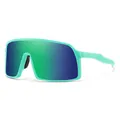 Oversized polarized sports sunglasses with mint green frame for outdoor cycling - Green Frame Green Mirror Lens