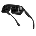 Occhiali da sole sportivi polarizzati neri opachi oversize con protezione UV400 per guida - polarizzato / montatura nera con lenti grigie