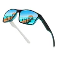 Unisex polarized square outdoor sports sunglasses featuring mirrored blue sea reflection - Polarized Square Style / Ice Blue Mirror Color