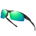 Occhiali da sole sportivi polarizzati semicerchiati per pesca ciclismo guida lenti verdi - polarizzato / Montatura Nera Specchio Verde