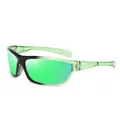 Stylish sporty polarized cycling sunglasses with green lenses and black/green frames - Gradient Green Frame Green Mirror