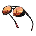 Occhiali da sole sportivi polarizzati con lenti a specchio arancioni. - Polarizzato (Rivestimento Reale) / Rosso Specchio Elastico