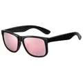 Stylish black square polarized sunglasses with reflective pink lenses for outdoor - Black Frame Pink Mirror