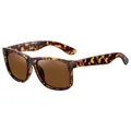 Stylish square polarized sunglasses with a tortoiseshell frame and brown lenses. - Tortoiseshell Frame Tea Lens