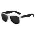 Fashionable square polarized sunglasses with frosted clear frame and black temples for outdoor use - Frosted Transparent Frame Black Leg Gray Lens
