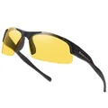 Sports polarized night vision sunglasses with yellow lenses and black semi-rimless frame - Polarized / Black Frame Night Vision Yellow Lens