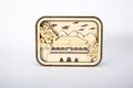 Detailed view of 3D wooden carved night light featuring traditional palace - Forbidden City Style
